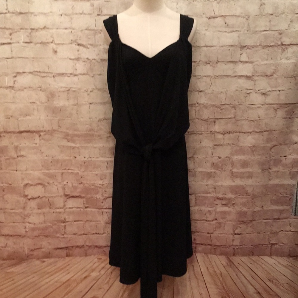 SUSAN LUCCI Black Sleeveless Dress Wrap Tie Sash